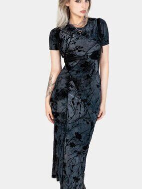 Disturbia Wytchelm Bodycon Midaxi Flocked Dress
